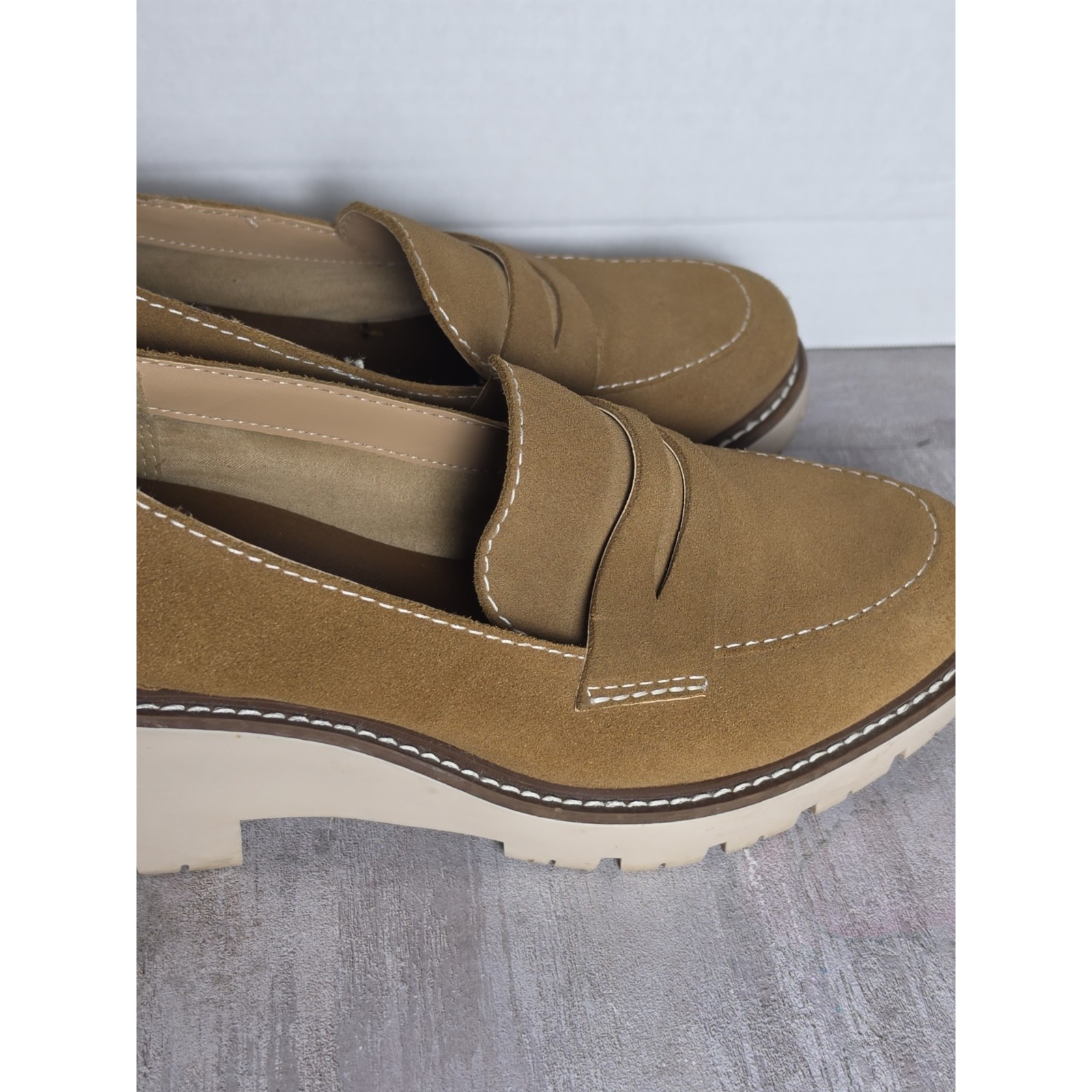 Y2k Style Lug Sole Platform Loafer Shoes Brown Suede Size 9m — image 3 of 8